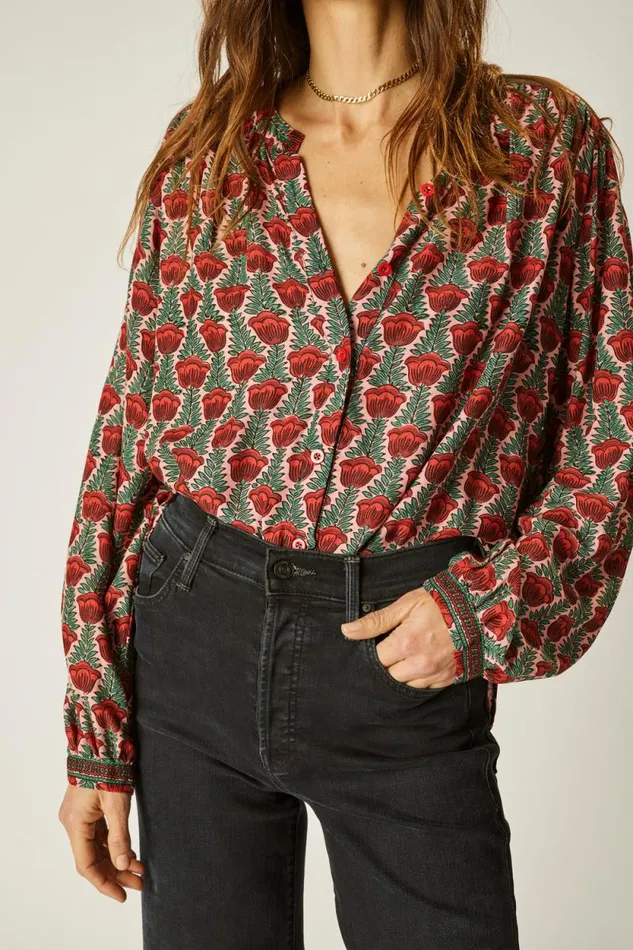 Women Natalie Martin Tops Tolan Shirt Tulip Venetian Red