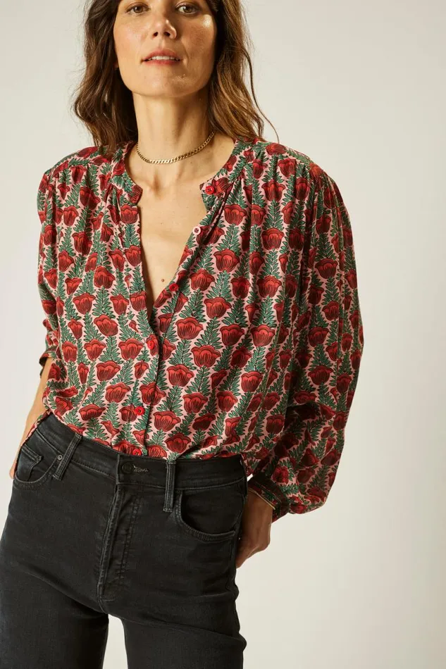 Women Natalie Martin Tops Tolan Shirt Tulip Venetian Red