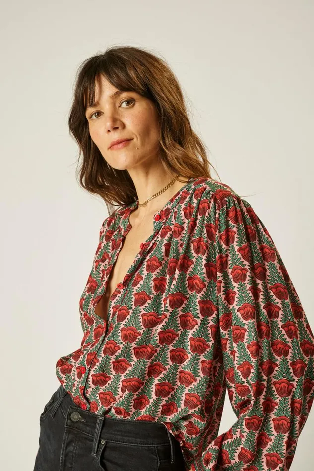 Women Natalie Martin Tops Tolan Shirt Tulip Venetian Red