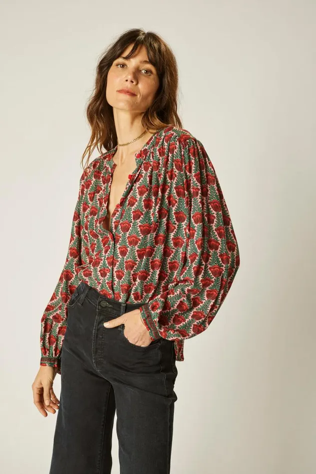Women Natalie Martin Tops Tolan Shirt Tulip Venetian Red