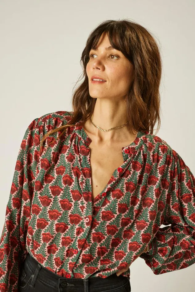 Women Natalie Martin Tops Tolan Shirt Tulip Venetian Red