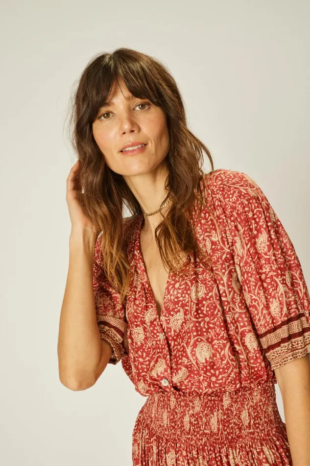 Women Natalie Martin Tops Violet Top Water Lily Terracotta