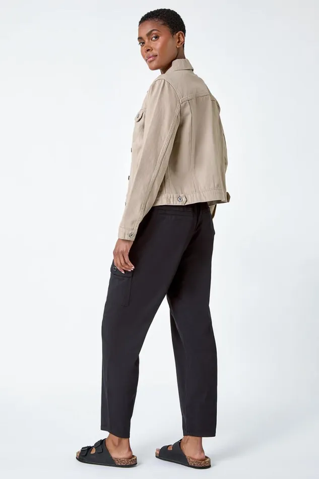 Women Natural Classic Cotton Denim Jacket Roman Jackets