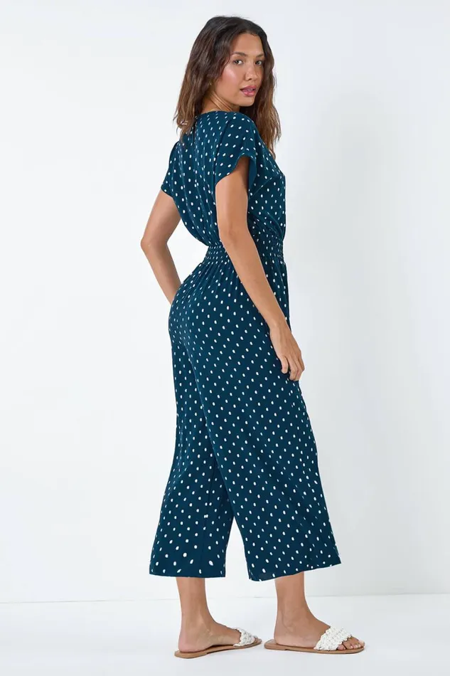 Women Navy Metallic Foil Print Jumpsuit Roman Dresses