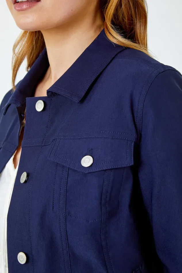 Women Navy Stretch Pocket Detail Jacket Roman Coords