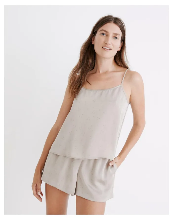 Women Night Stars Satin Pajama Cami Ashen Silver Madewell Pajamas