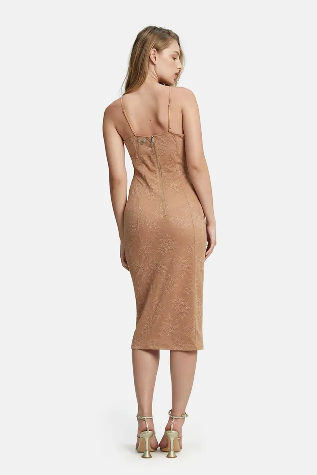 Women Occasion Dresses Bardot Fleur Lace Midi Dress In Biscuit Biscuit Women Occasion Dresses Bardot Fleur Lace Midi Dress In Biscuit Biscuit