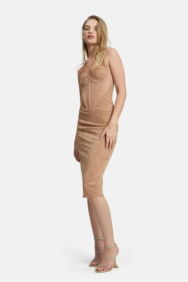 Women Occasion Dresses Bardot Fleur Lace Midi Dress In Biscuit Biscuit Women Occasion Dresses Bardot Fleur Lace Midi Dress In Biscuit Biscuit