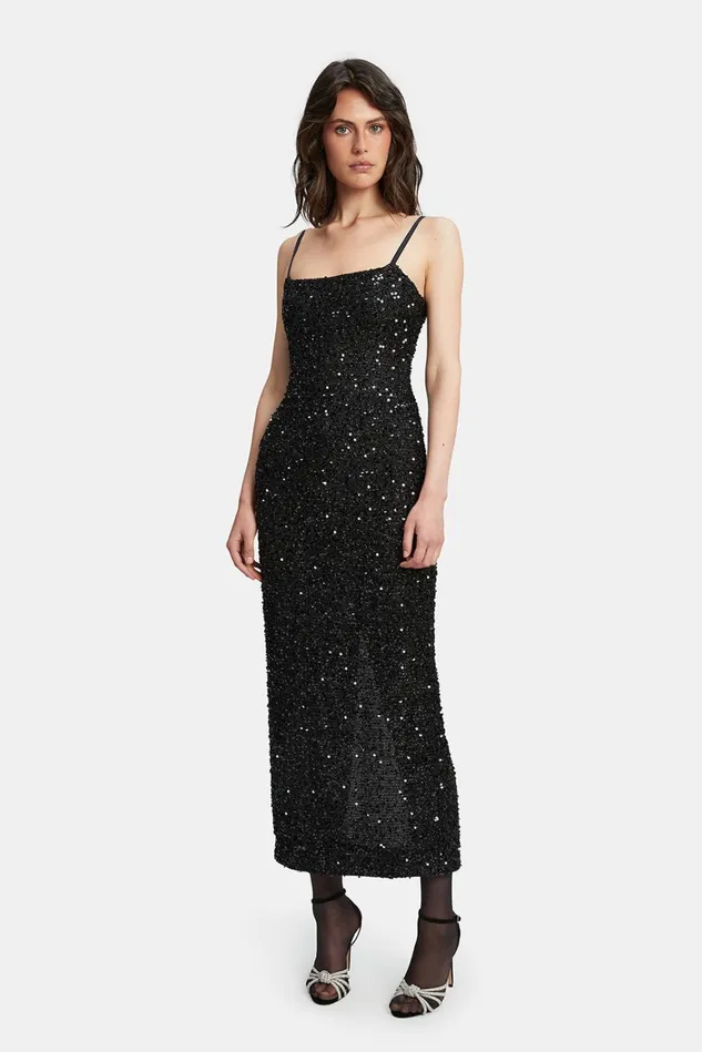 Women Occasion Dresses Bardot Infinite Sequin Maxi Dress In Black Black