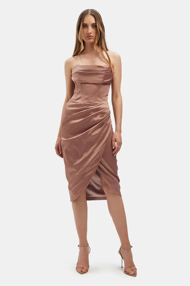 Women Occasion Dresses Bardot Jamila Corset Dress In Latte Latte