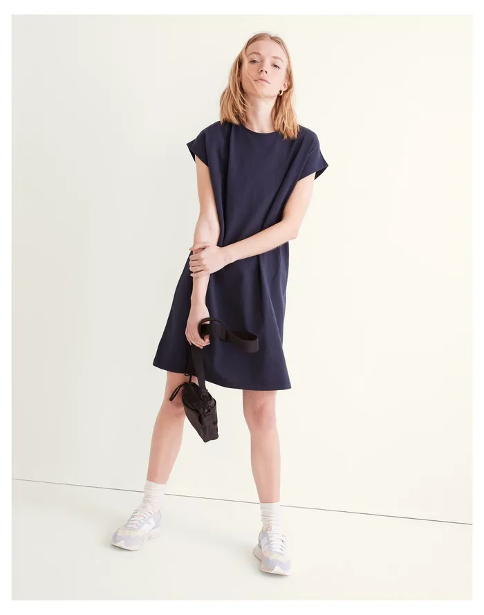 Women Organic Cotton Cap Sleeve Tee Dress Dark Baltic Madewell Dresses