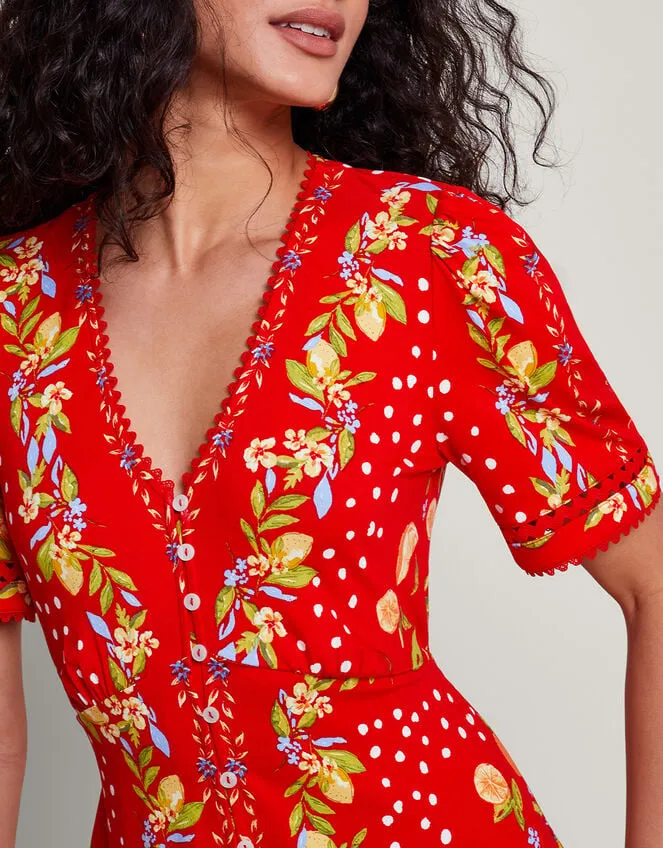 Women Paloma Print Jersey Dress Red Monsoon Dresses