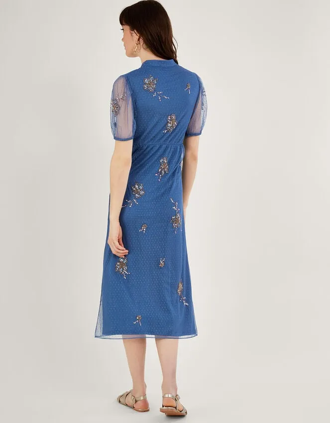 Women Pamela Embellished Tea Dress Blue Monsoon Occasionwear