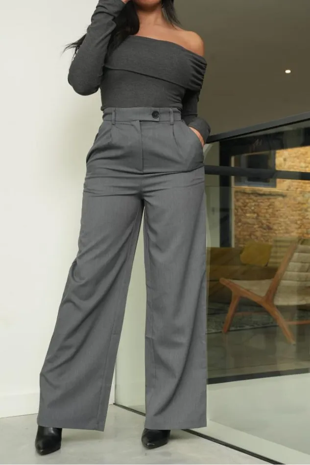 Women Pantalon De Tailleur Gris Chin Brentiny Paris Pants
