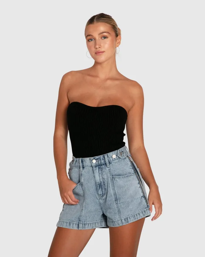 Women Pants and Skirts Belle and Bloom Bring The Heat Denim Shorts 8211 Stonewash