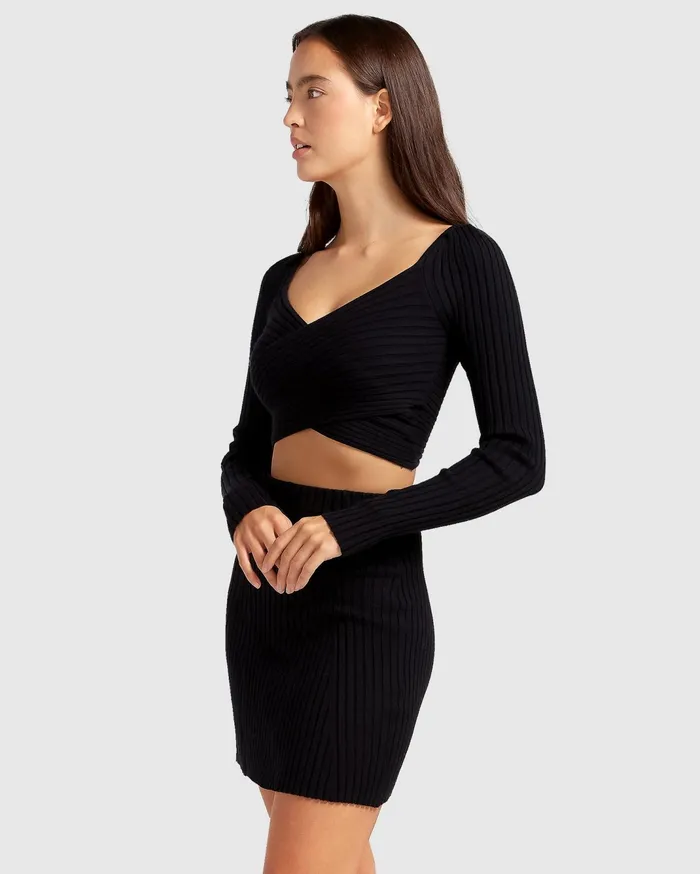 Women Pants and Skirts Belle and Bloom C039est Belle Knit Mini Skirt 8211 Black