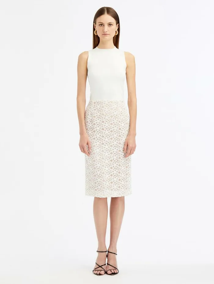 Women Pants and Skirts Oscar De La Renta Lace Pencil Skirt White