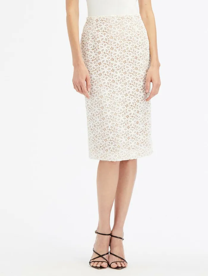 Women Pants and Skirts Oscar De La Renta Lace Pencil Skirt White Women Pants and Skirts Oscar De La Renta Lace Pencil Skirt White
