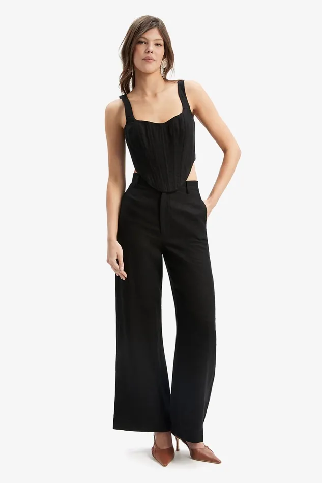 Women Pants Bardot Enya Linen Pant In Black Black