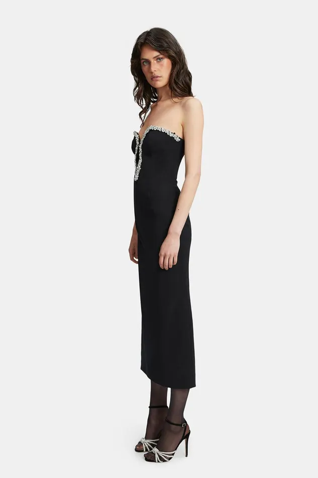 Women Party Dresses Bardot Eleni Diamante Midi Dress In Black Black Women Party Dresses Bardot Eleni Diamante Midi Dress In Black Black