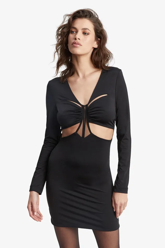Women Party Dresses Bardot Erenay Cut Out Mini Dress In Black Black Women Party Dresses Bardot Erenay Cut Out Mini Dress In Black Black