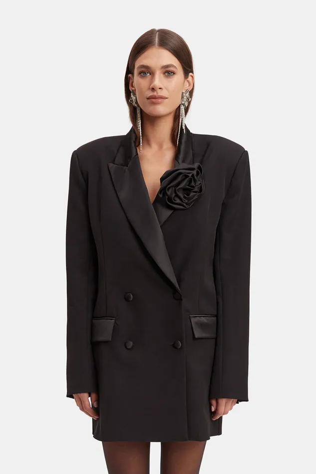 Women Party Dresses Bardot Joelle Tuxedo Dress In Black Black Women Party Dresses Bardot Joelle Tuxedo Dress In Black Black