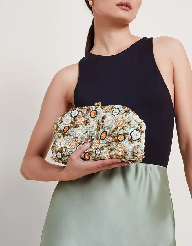 Women Pastel Floral Clutch Monsoon Bags and Purses
