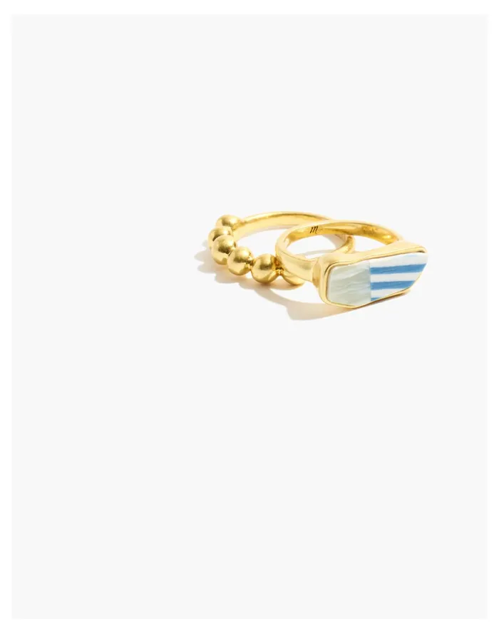 Women Patchwork Stone Ring Set Seaside Blue Madewell Rings