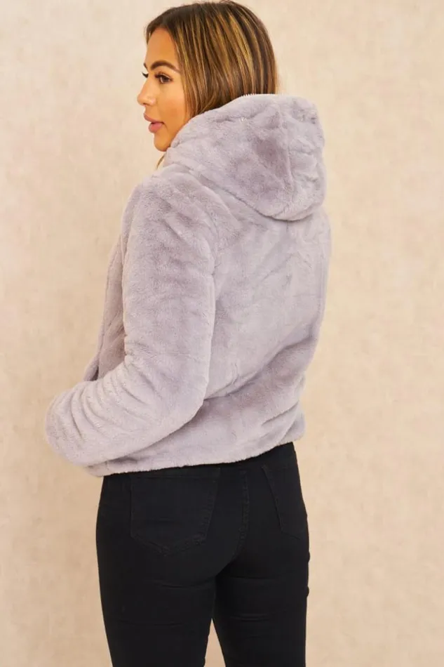 Women Pink And Gray Reversible Short Down Jacket Pink Brentiny Paris Parkas And Down Jackets
