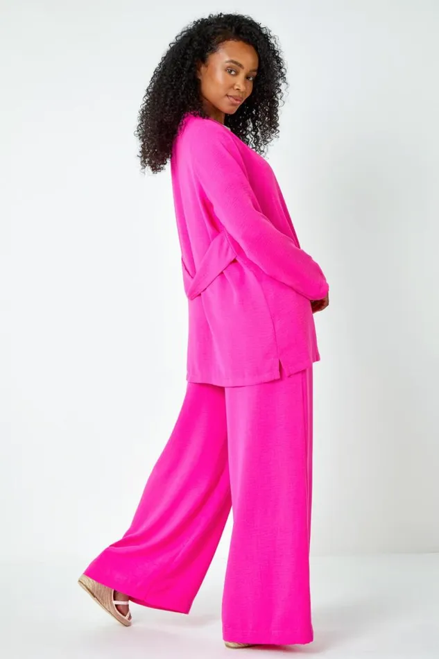 Women Pink Petite Woven Kimono Jacket Roman Tops