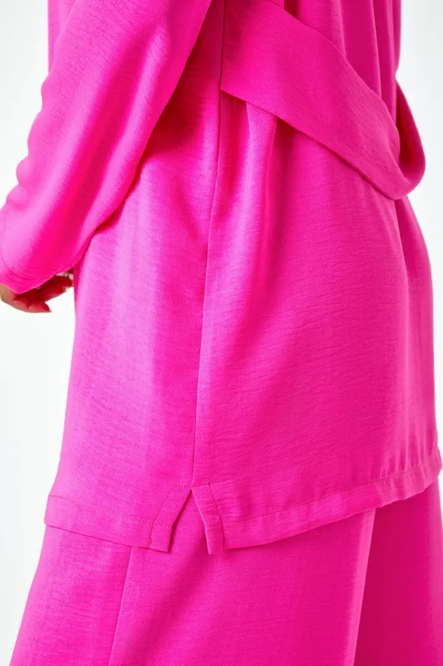 Women Pink Petite Woven Kimono Jacket Roman Tops