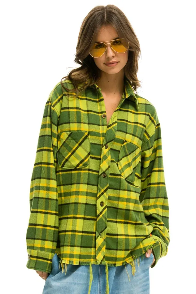 Women PLAID FLANNEL WESTERN SHIRT 8211 AVOCADO PLAID Aviator Nation UnisexTees Women PLAID FLANNEL WESTERN SHIRT 8211 AVOCADO PLAID Aviator Nation UnisexTees