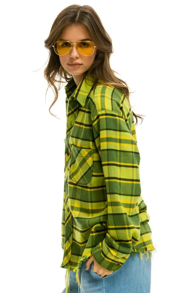 Women PLAID FLANNEL WESTERN SHIRT 8211 AVOCADO PLAID Aviator Nation UnisexTees Women PLAID FLANNEL WESTERN SHIRT 8211 AVOCADO PLAID Aviator Nation UnisexTees