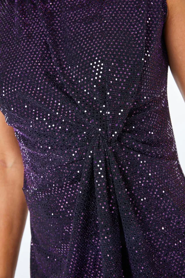 Women Plum Petite Side Twist Sequin Top Roman Tops