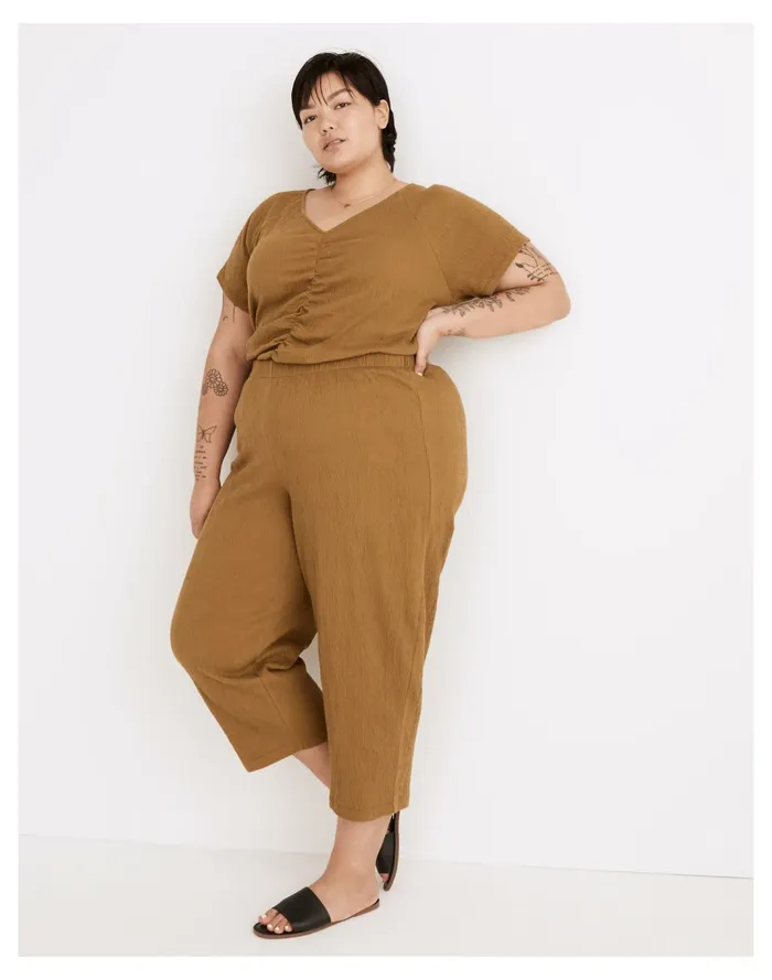 Women Plus Knit Lightspun Pull On Pants In Stripe Spiced Olive Madewell Shorts