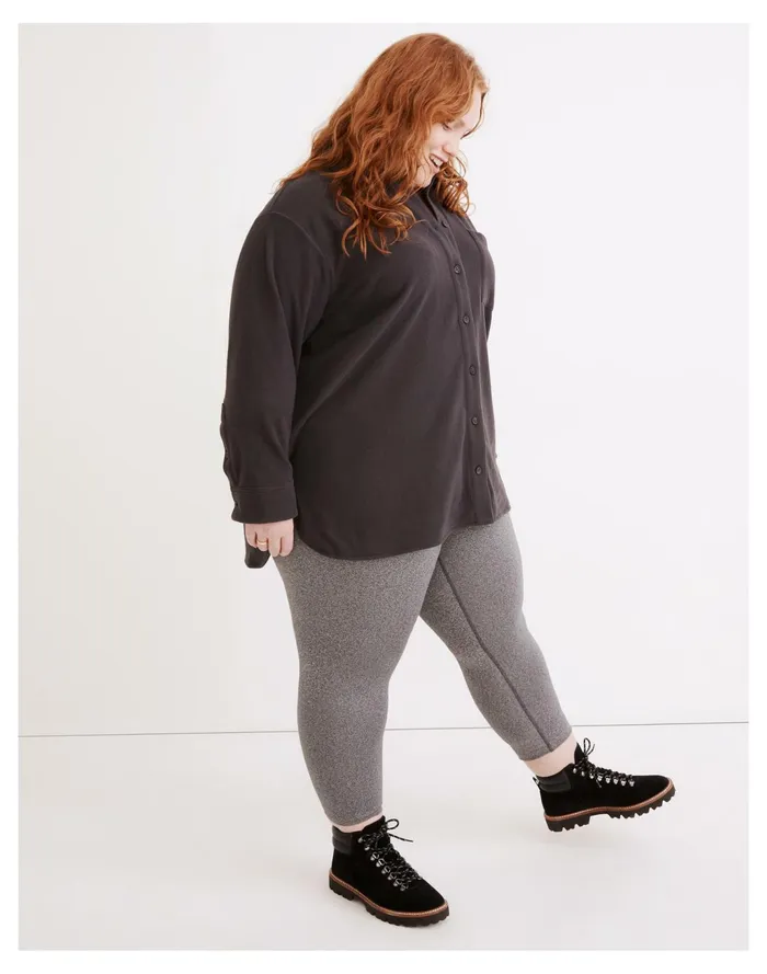 Women Plus MWL Fleecelayer Shirt Jacket Black Coal Madewell MWL Athleisure Women Plus MWL Fleecelayer Shirt Jacket Black Coal Madewell MWL Athleisure