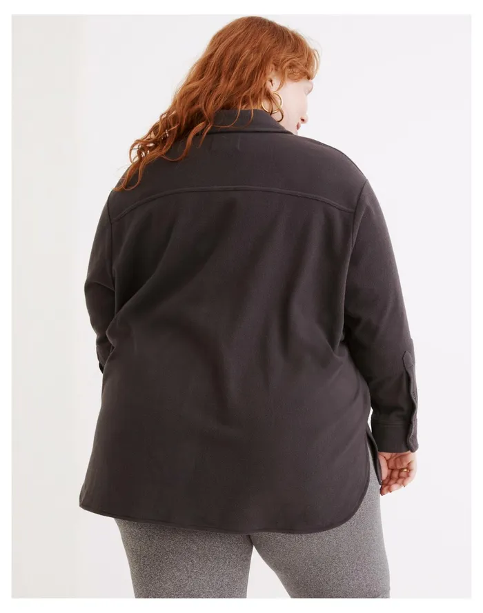 Women Plus MWL Fleecelayer Shirt Jacket Black Coal Madewell MWL Athleisure Women Plus MWL Fleecelayer Shirt Jacket Black Coal Madewell MWL Athleisure