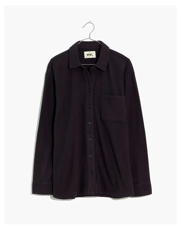 Women Plus MWL Fleecelayer Shirt Jacket Black Coal Madewell MWL Athleisure Women Plus MWL Fleecelayer Shirt Jacket Black Coal Madewell MWL Athleisure