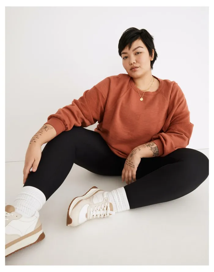 Women Plus MWL Oversized Raglan Sweatshirt Weathered Brick Madewell MWL Athleisure