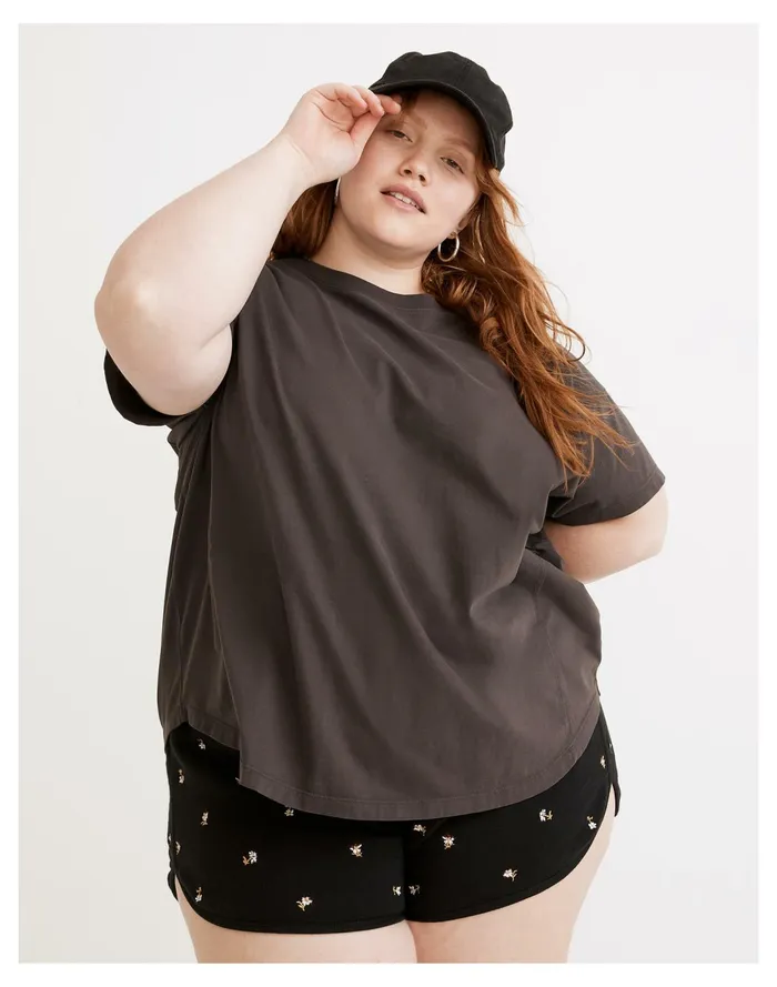Women Plus MWL Seamed Tee Black Coal Madewell Activewear Women Plus MWL Seamed Tee Black Coal Madewell Activewear