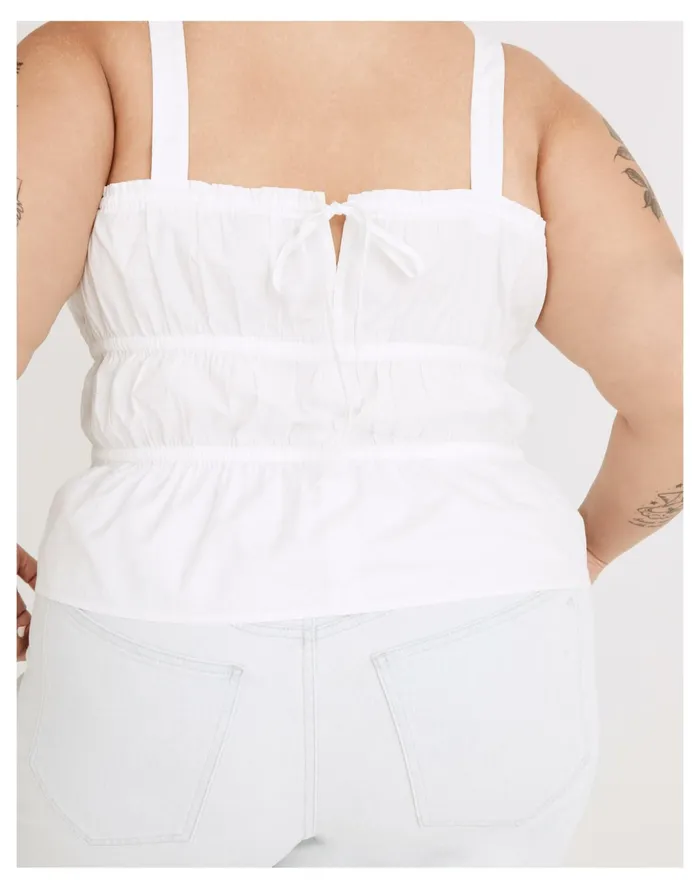 Women Plus Poplin Sophia Peplum Tank Eyelet White Madewell Tops and Shirts Women Plus Poplin Sophia Peplum Tank Eyelet White Madewell Tops and Shirts