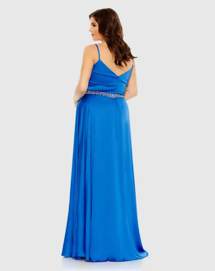 Women Plus Size Dresses Mac Duggal Beaded Belt Faux Wrap A Line Gown Plus Cobalt Women Plus Size Dresses Mac Duggal Beaded Belt Faux Wrap A Line Gown Plus Cobalt