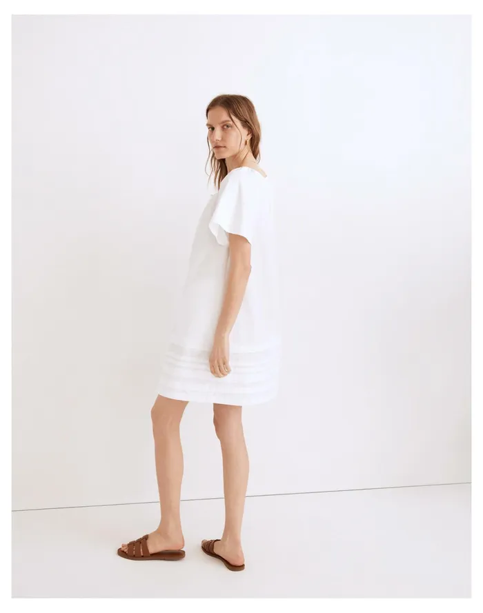 Women Poplin Flutter Sleeve Pintuck Mini Dress Eyelet White Madewell Dresses Women Poplin Flutter Sleeve Pintuck Mini Dress Eyelet White Madewell Dresses