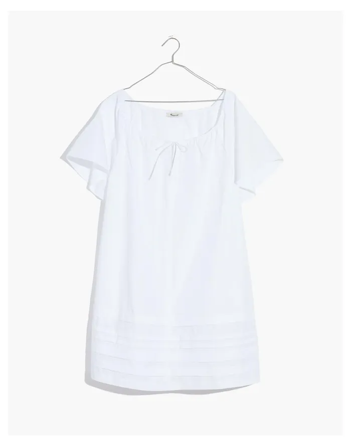 Women Poplin Flutter Sleeve Pintuck Mini Dress Eyelet White Madewell Dresses Women Poplin Flutter Sleeve Pintuck Mini Dress Eyelet White Madewell Dresses