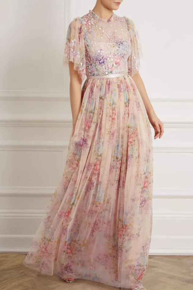 Women Printed Dresses Needle and Thread Floral Diamond Bodice Maxi Dress Multi