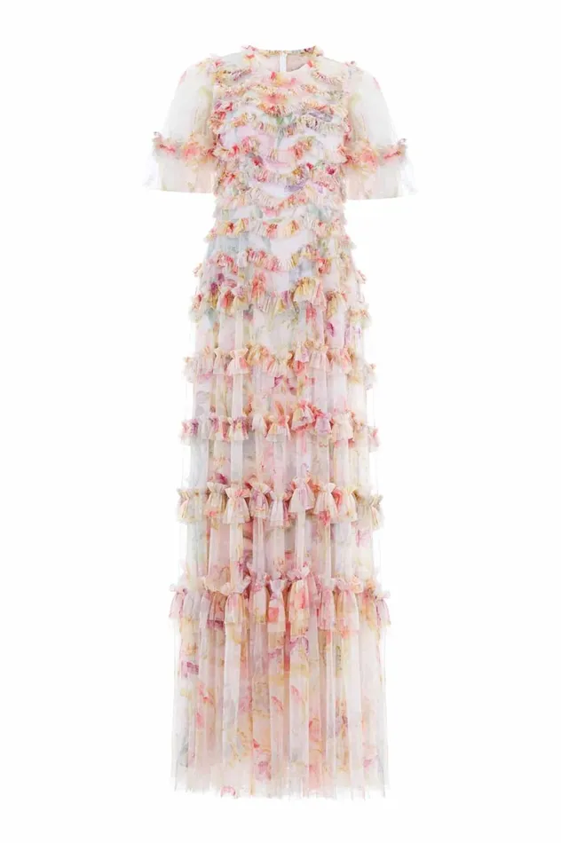 Women Printed Dresses Needle and Thread Iris Ruffle Gown Multi