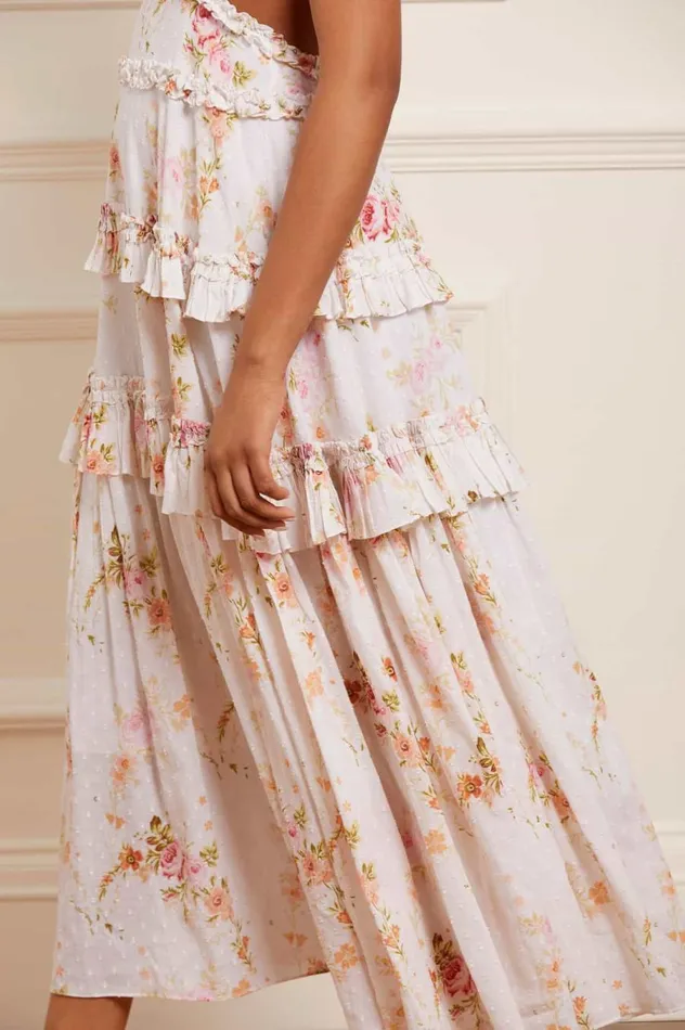 Women Printed Dresses Needle and Thread Trailing Blooms Cotton Backless Ankle Gown Multi Women Printed Dresses Needle and Thread Trailing Blooms Cotton Backless Ankle Gown Multi