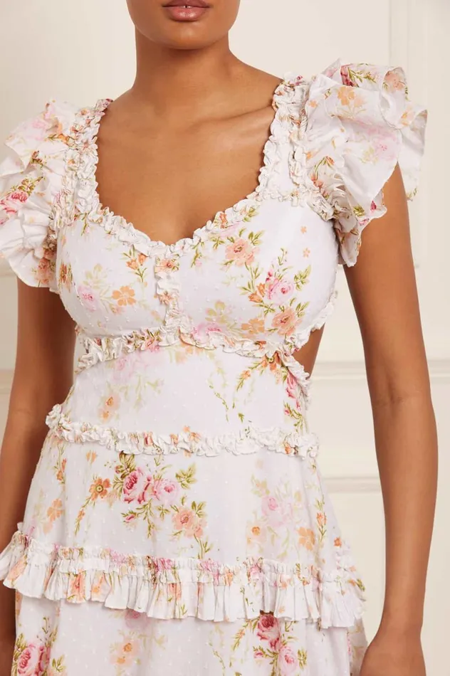 Women Printed Dresses Needle and Thread Trailing Blooms Cotton Backless Ankle Gown Multi Women Printed Dresses Needle and Thread Trailing Blooms Cotton Backless Ankle Gown Multi