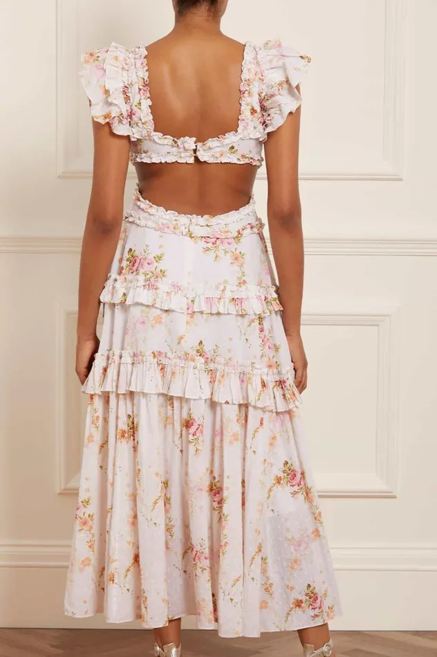 Women Printed Dresses Needle and Thread Trailing Blooms Cotton Backless Ankle Gown Multi Women Printed Dresses Needle and Thread Trailing Blooms Cotton Backless Ankle Gown Multi