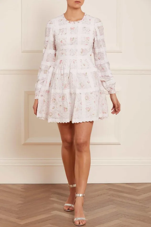 Women Printed Dresses Needle and Thread Vintage Ditsy Sophia Long Sleeve Micro Mini Dress Multi